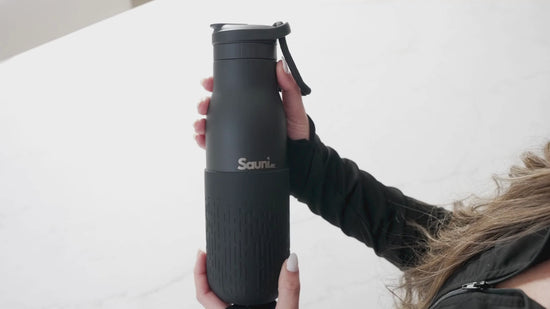 Sauni Insulated Sauna Water Bottle - Stainless Steel, 500 mL (17.6 OZ) - Black